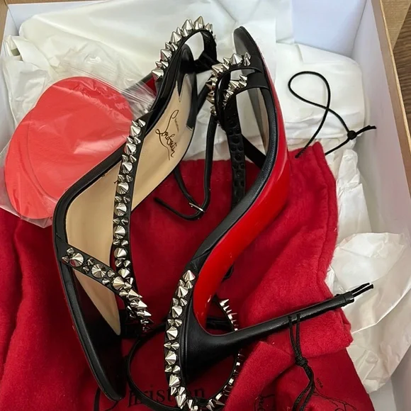 Christian Louboutin Black Studded Women's Sandals - Picture 11 of 12